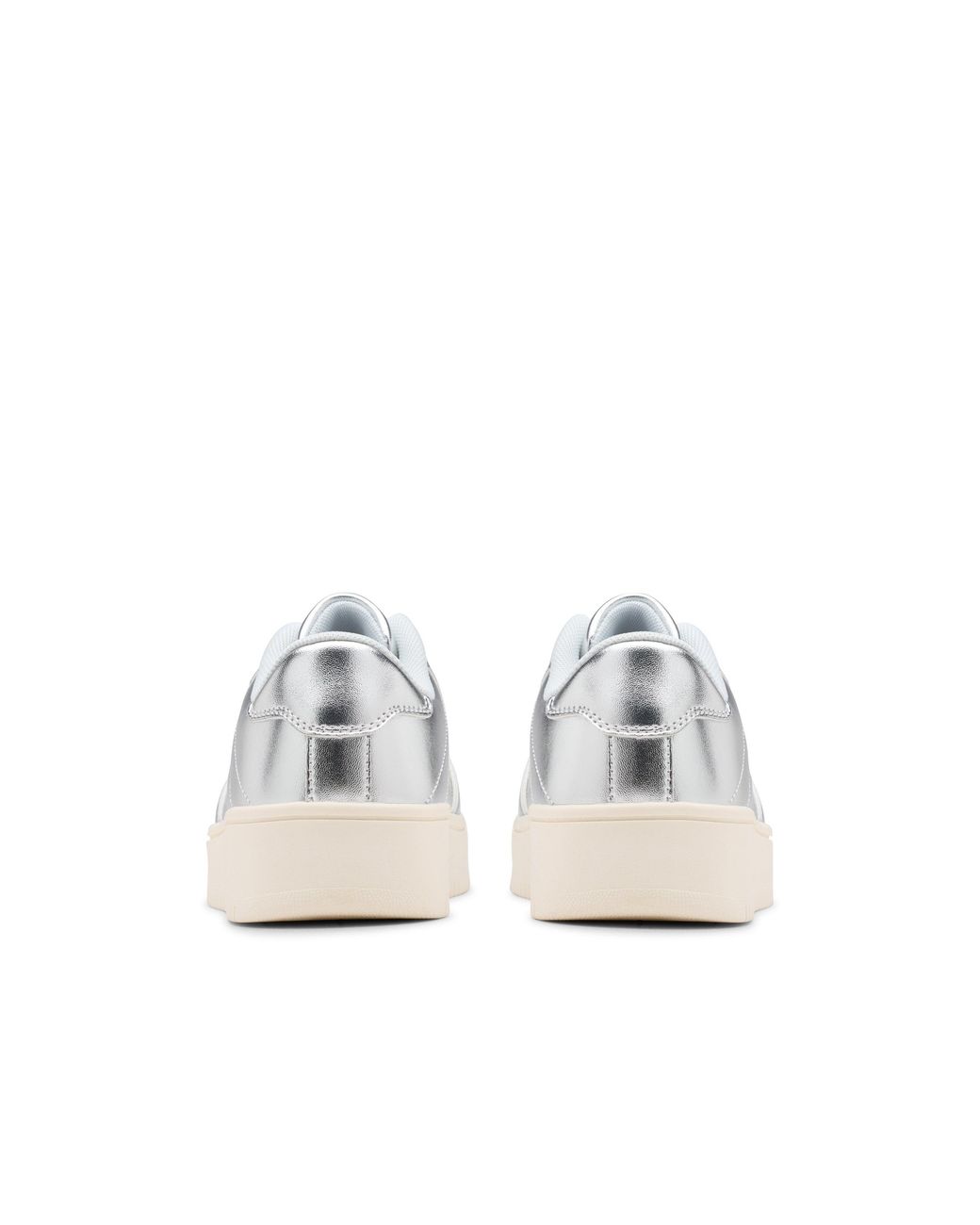 Clarks White Barley Step Youth Metallic Trainers, Lace Up