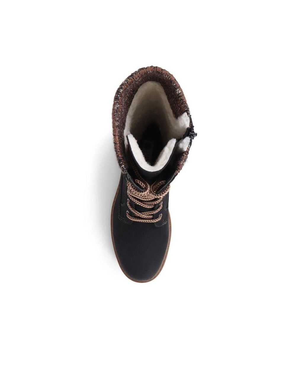 Pavers Black Lace-Up Calf Boots
