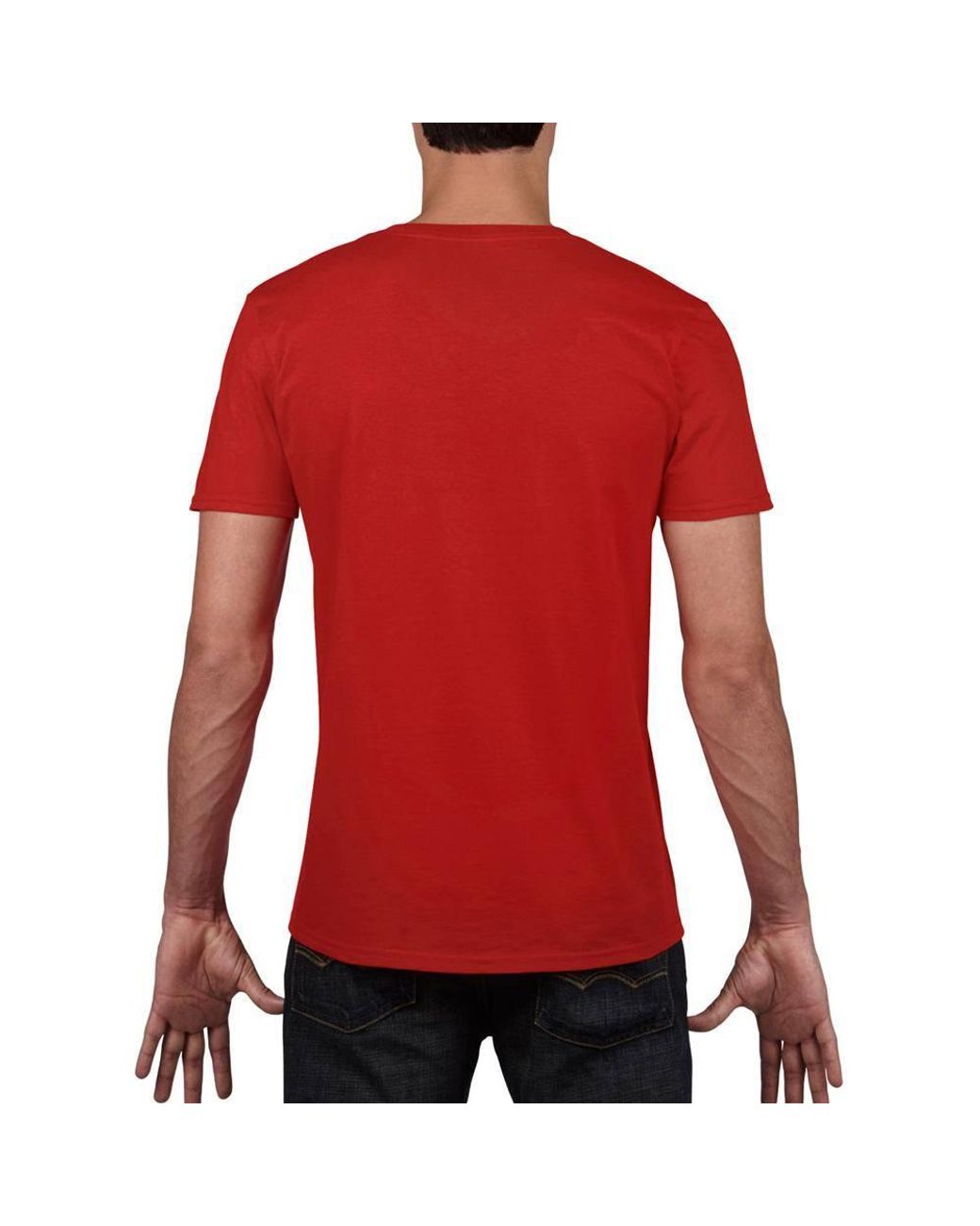 Gildan Red Soft Style V-Neck Short Sleeve T-Shirt for men