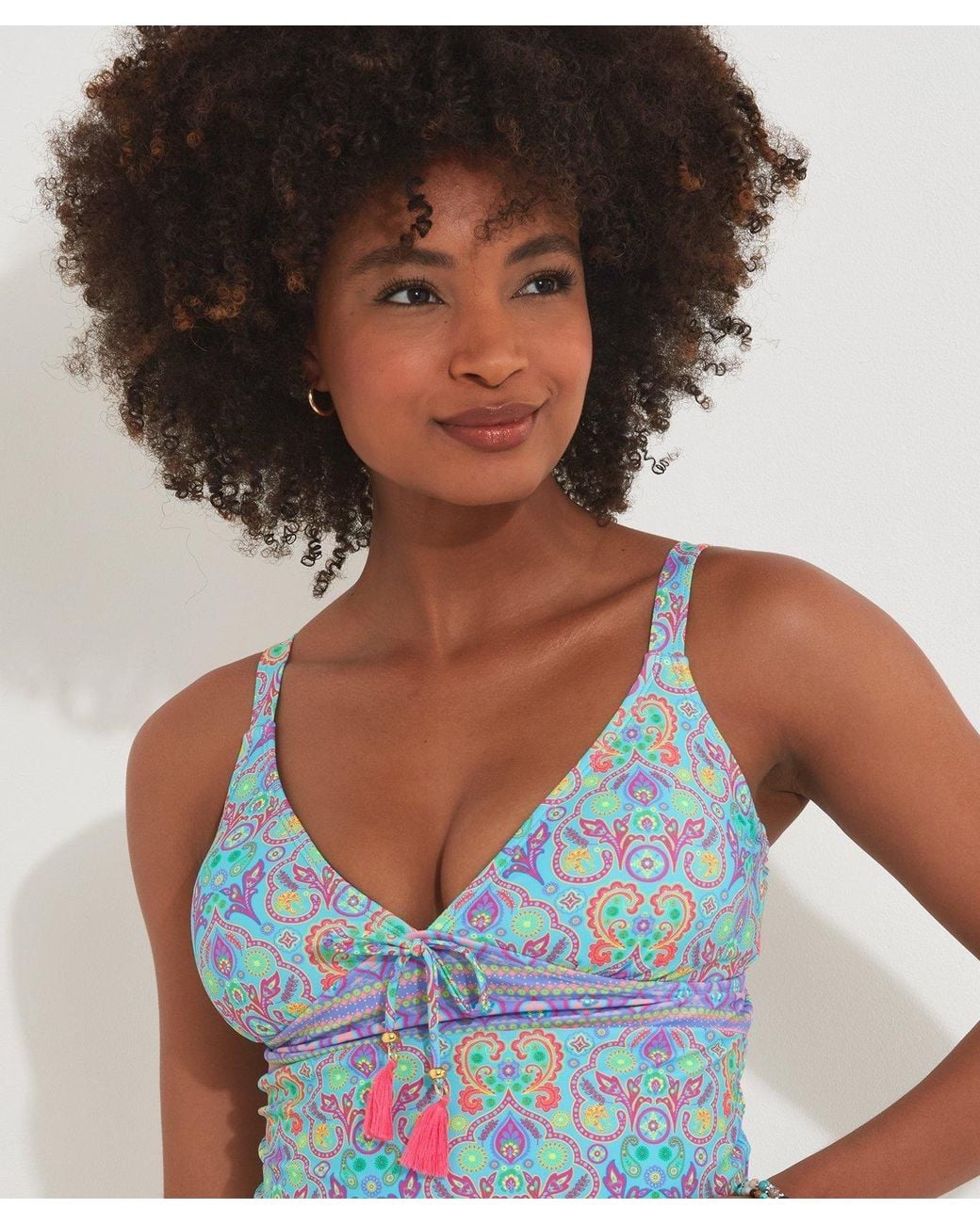Joe Browns Blue Bright Tile Print Tankini Top