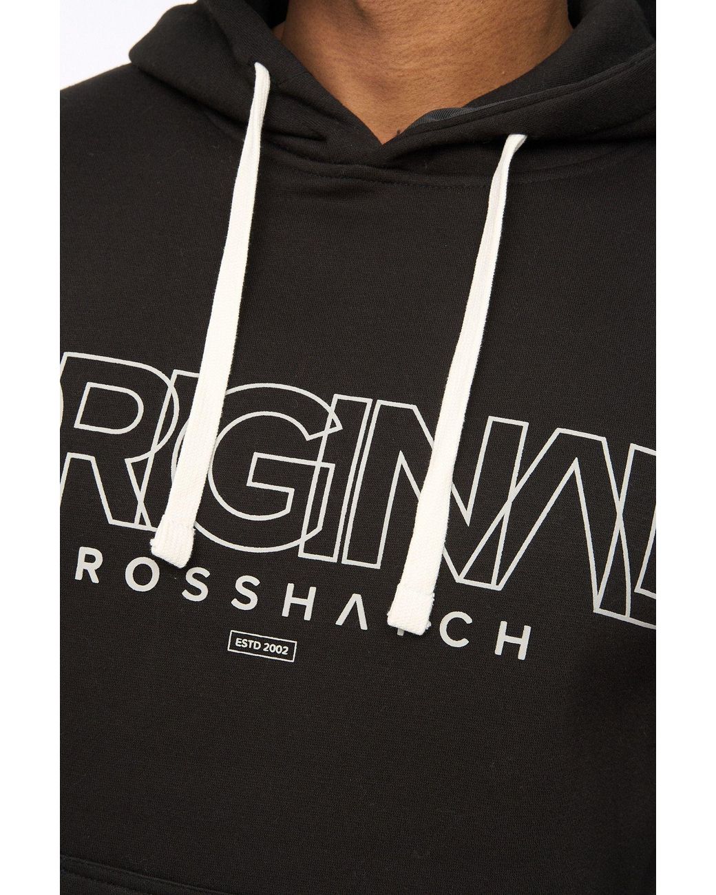 Crosshatch Black Carrimoore Premium Graphic Hoodie With Soft-Touch & High Build Details for men