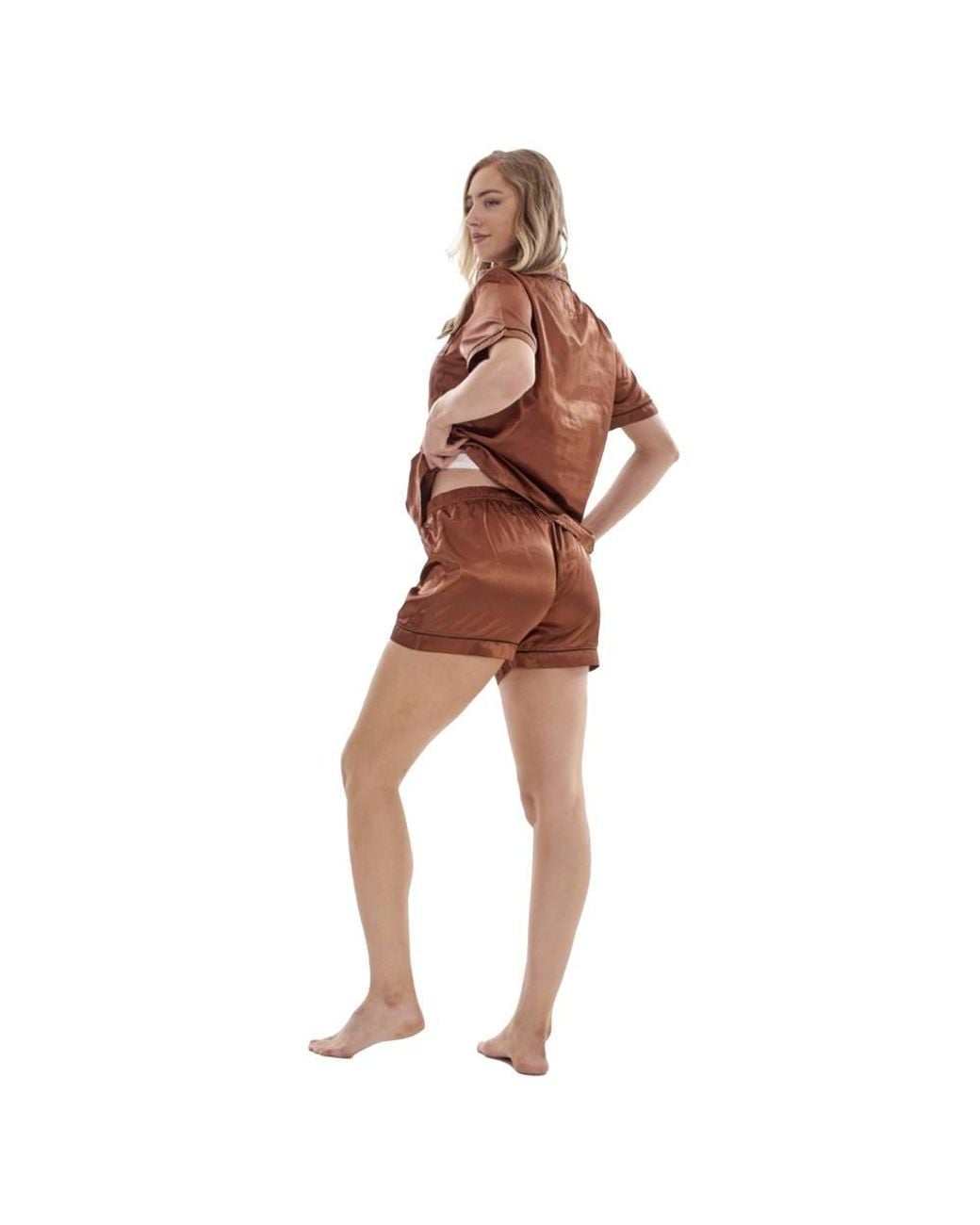 Keanu Red Satin Short-Sleeved Short Pyjama Set