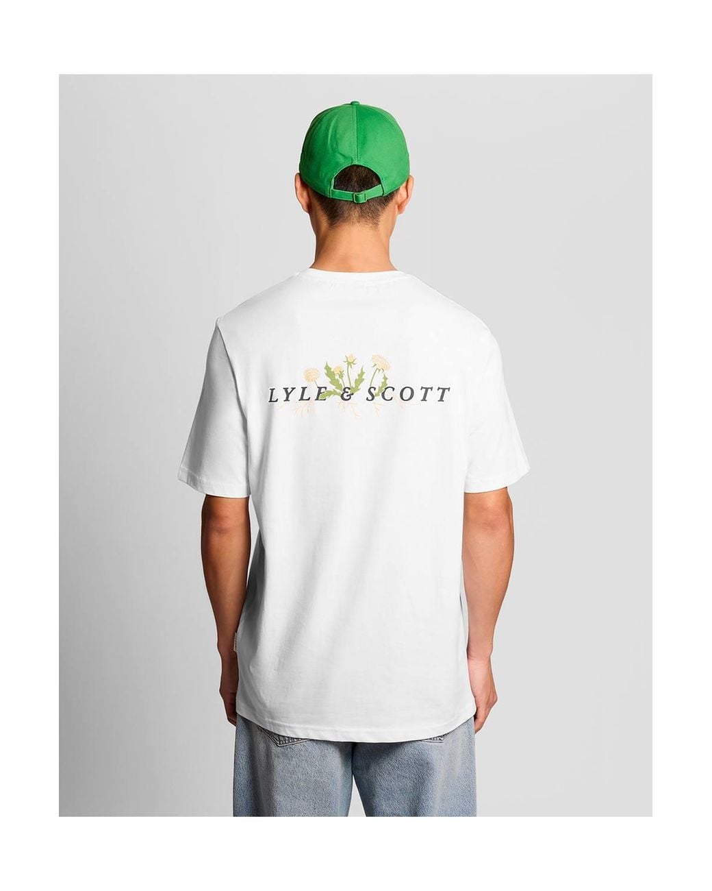 Lyle & Scott White Dandelion Script Graphic T-Shirt for men
