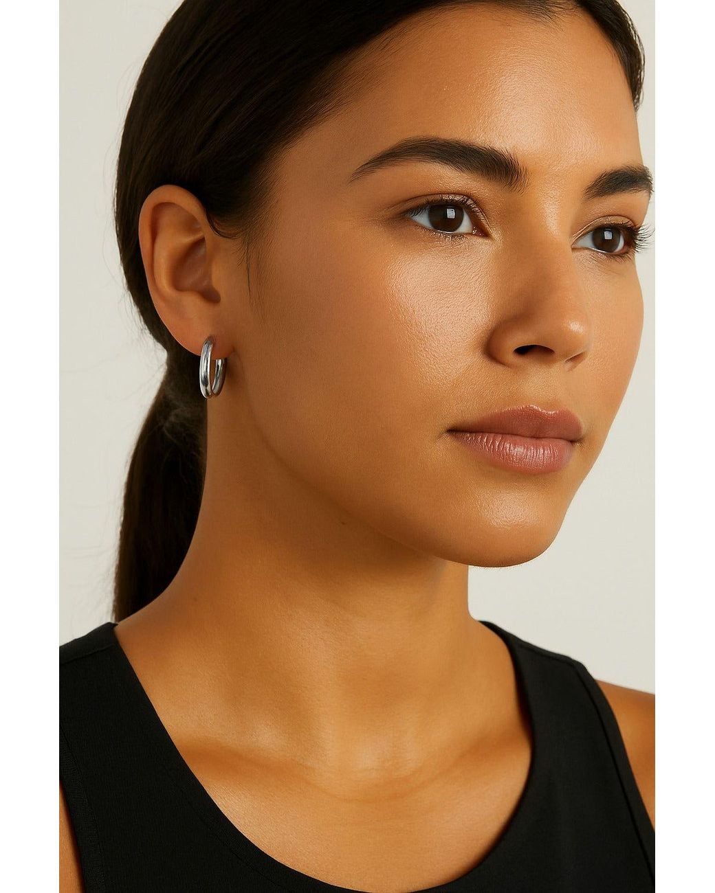 DKNY Metallic 30Mm Tone Hoop Earrings