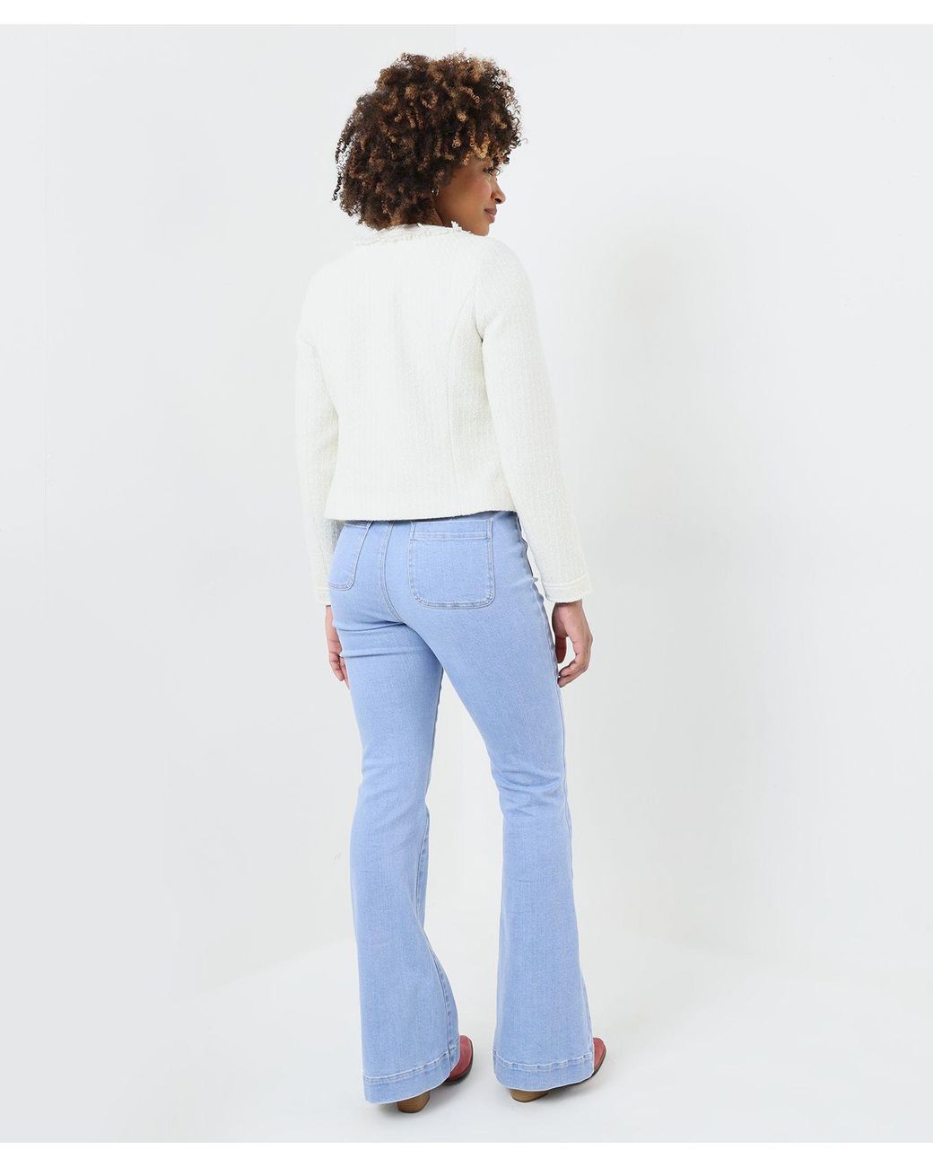 Joe Browns Blue Collarless Frayed Edge Tweed Jacket