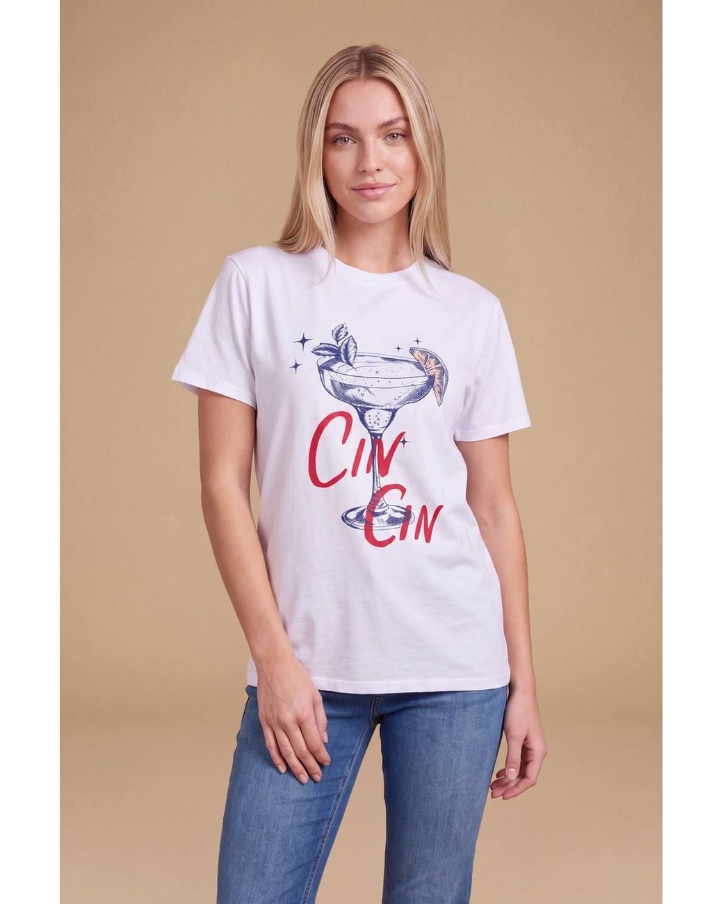 Dorothy Perkins Blue Cocktail Cin Cin Graphic T-Shirt