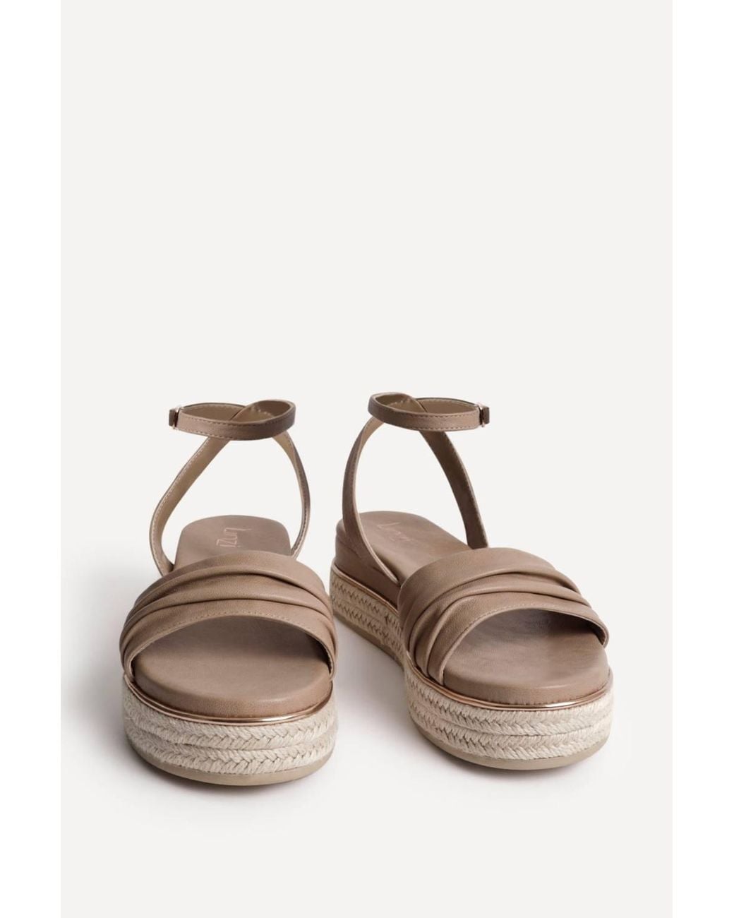 Linzi Natural Dazed Mocha Faux Leather Flatform Sandals