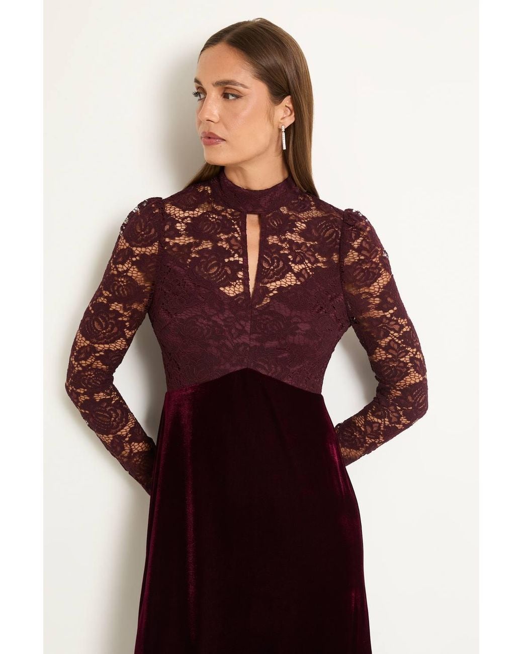 Wallis Red Lace High Neck Fit & Flare Dress