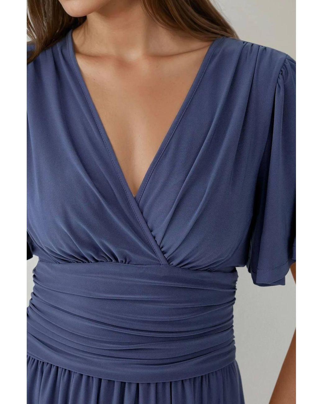 Hiccup Blue V-Neck Short Sleeve Mini Dress