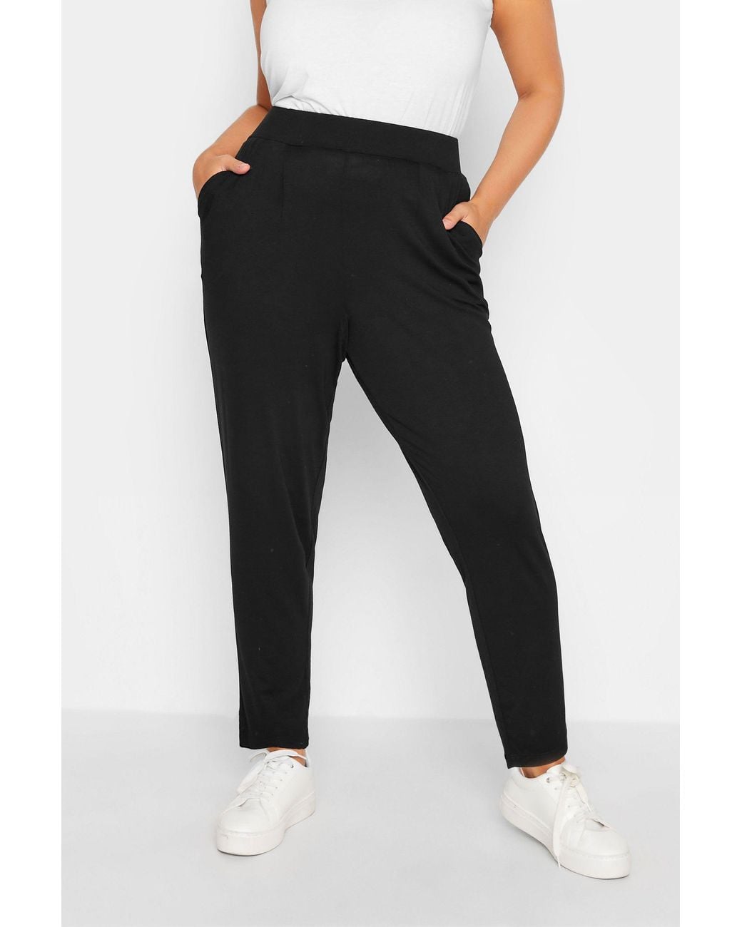 Yours Black Double Pleat Jersey Stretch Joggers