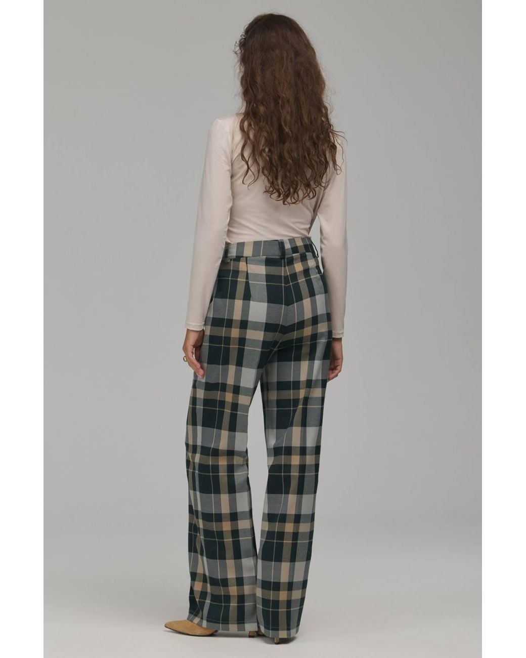 Love Lace Gray Viscose High Waisted Tailored Trousers With Buttons