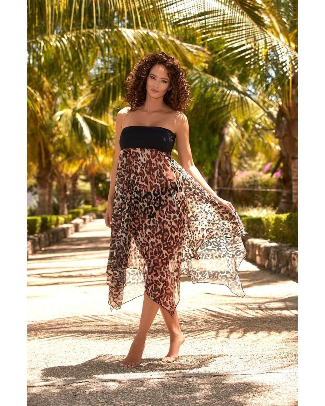 KDMD Metallic Leopard Print Beach Sarong Tunic Skirt