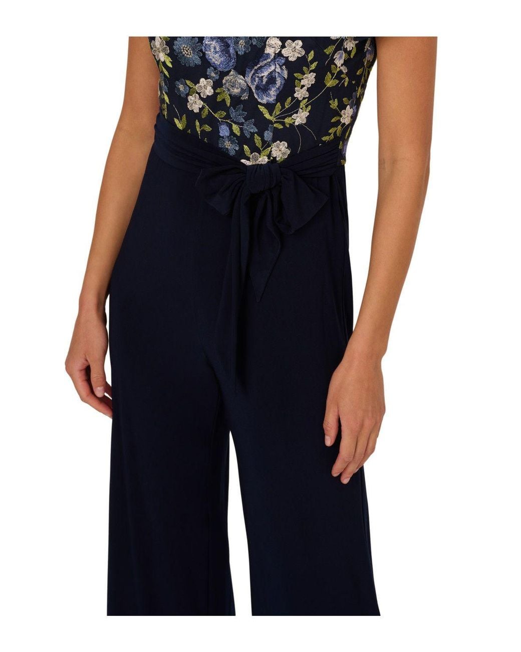 Adrianna Papell Blue Embroidered Combo Jumpsuit
