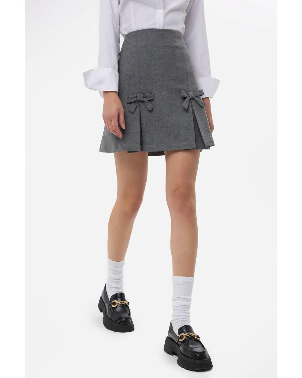 Hiccup Gray Bow Detailed Mini Skirt