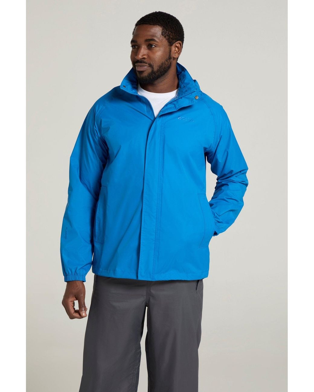 Mountain Warehouse Blue 'Pakka Ii' Waterproof Packable Breathable Hooded Full Zip Jacket for men