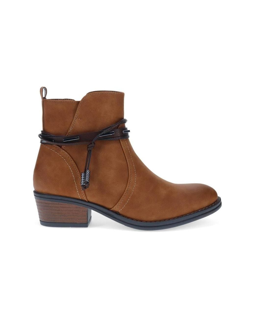 Pavers Brown Western-Heeled Ankle Boots