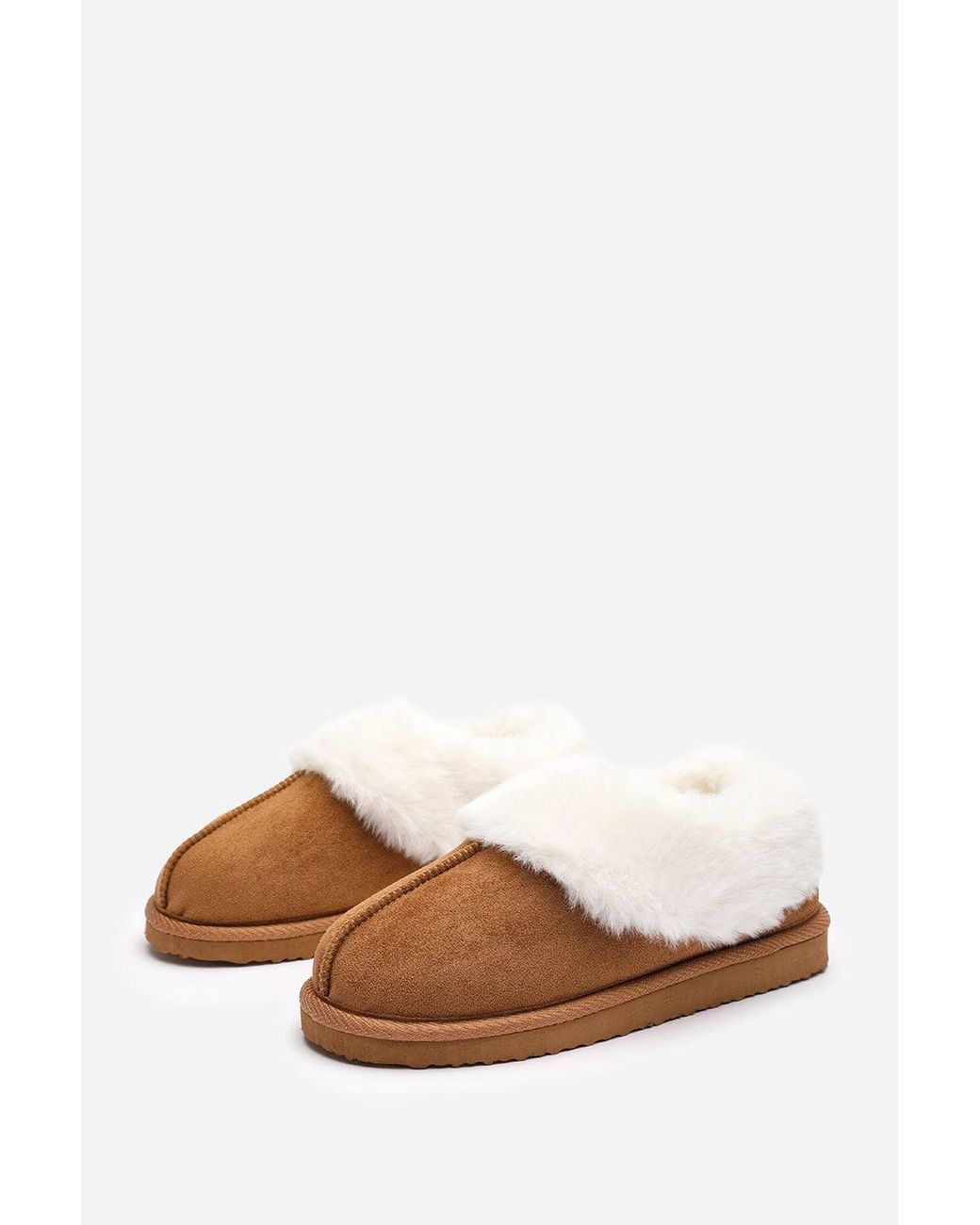Where's That From Gray Inaya Mule Slippers With Faux Fur Collar Trim