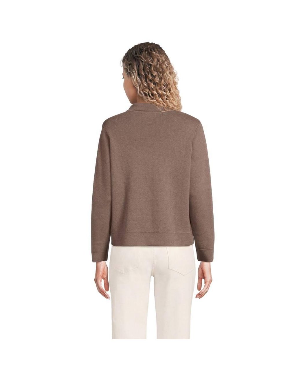 Lands' End Green Cropped Knit Blazer