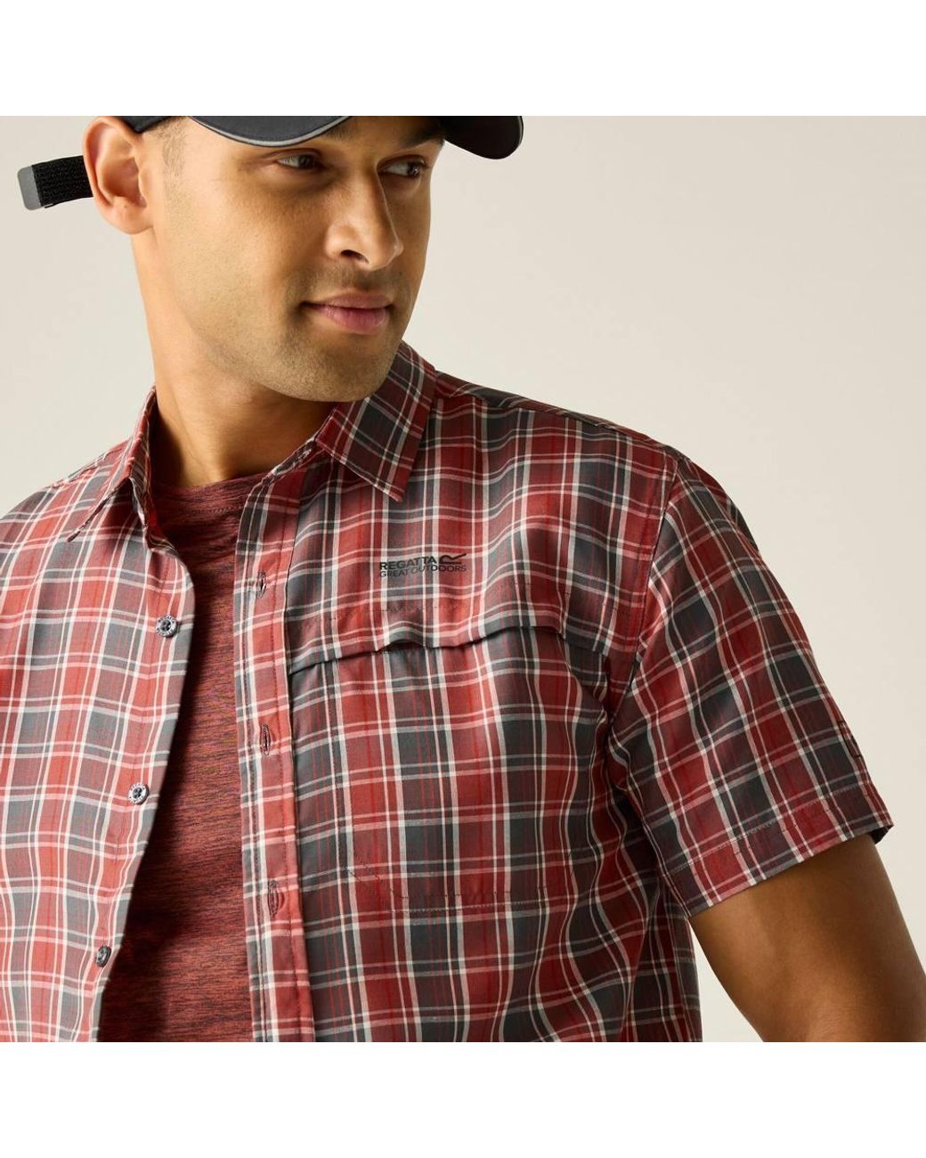 Regatta Red Mindano Short Sleeved Check Shirt for men