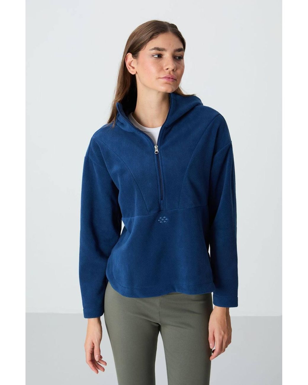 TOMMY LIFE Blue Oversized Plush Half-Zip Hooded Sweatshirt