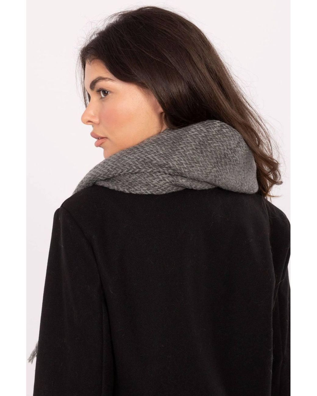 Love Lace Gray Soft Acrylic Scarf Shawl With Classic Fir Tree Pattern Fringed
