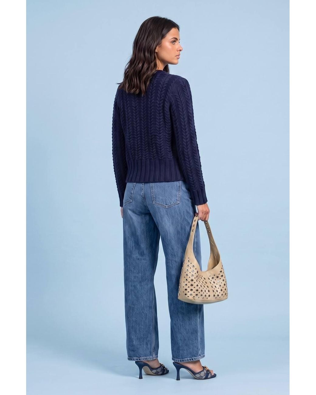 Urban Bliss Blue Wool Blend Cabled Cardigan