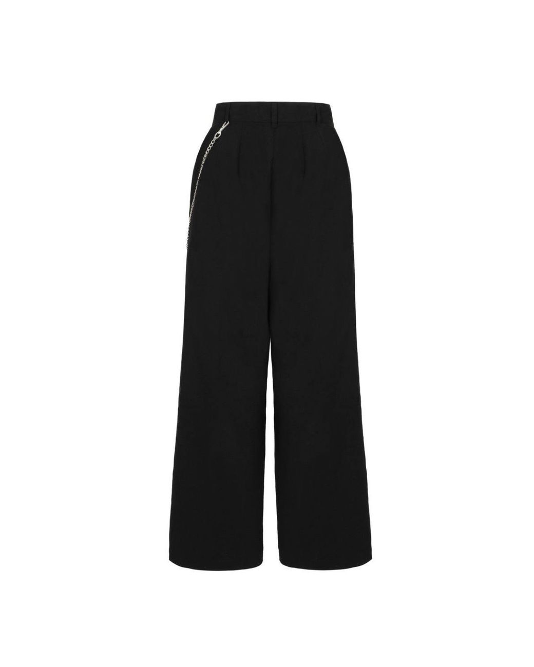 Hell Bunny Black Mallory Cropped Straight Leg Trousers Chain & Pocket Detail