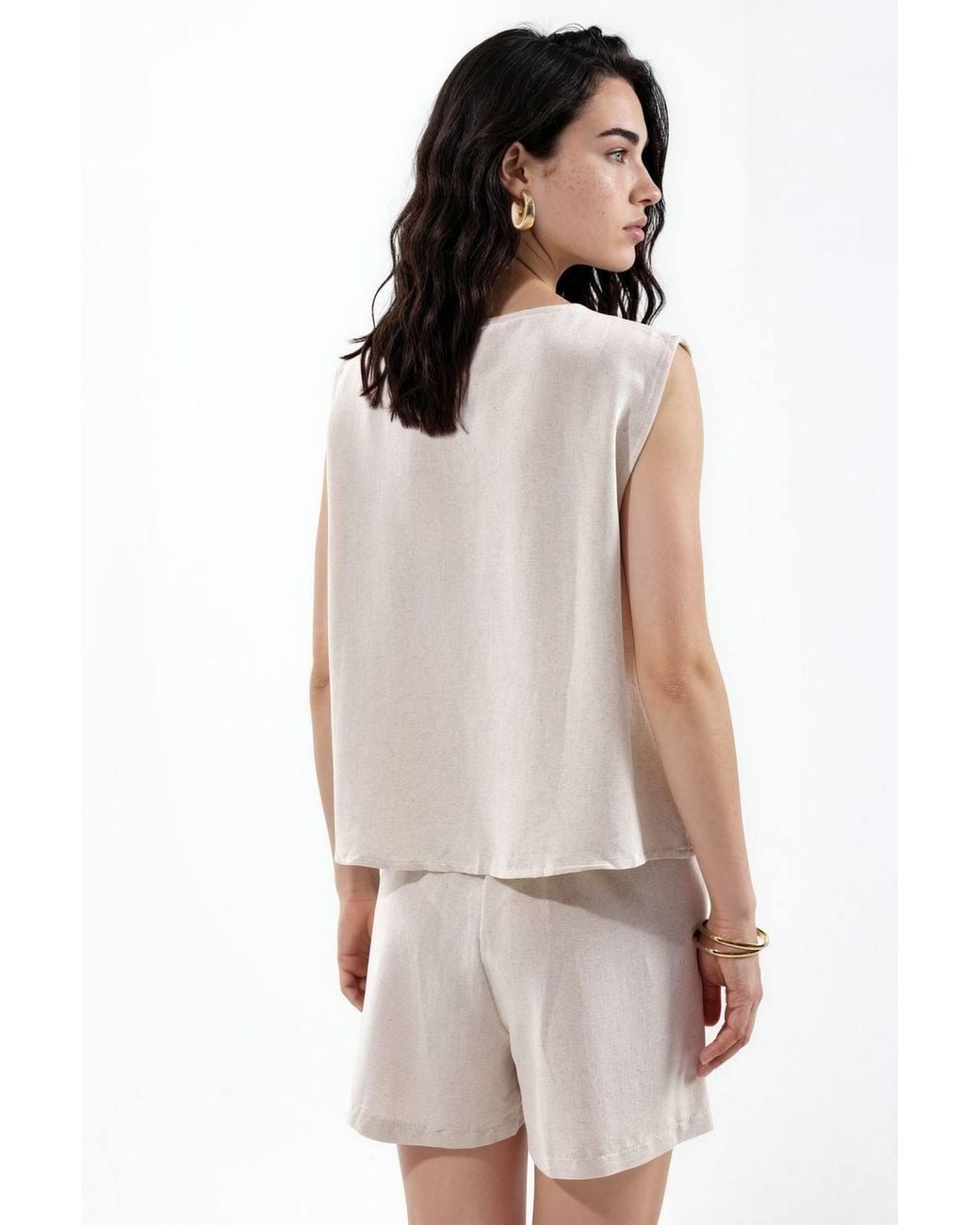 Msn-Collection Natural Cotton Linen Viscose Two-Piece Coord