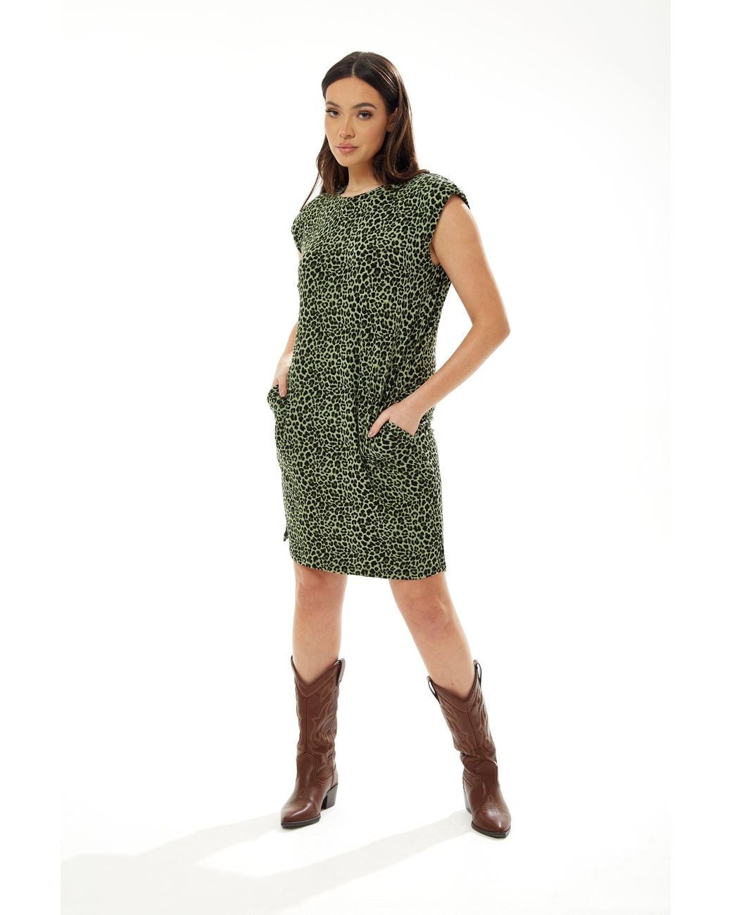 Liquorish Green Padded Shoulder Dress