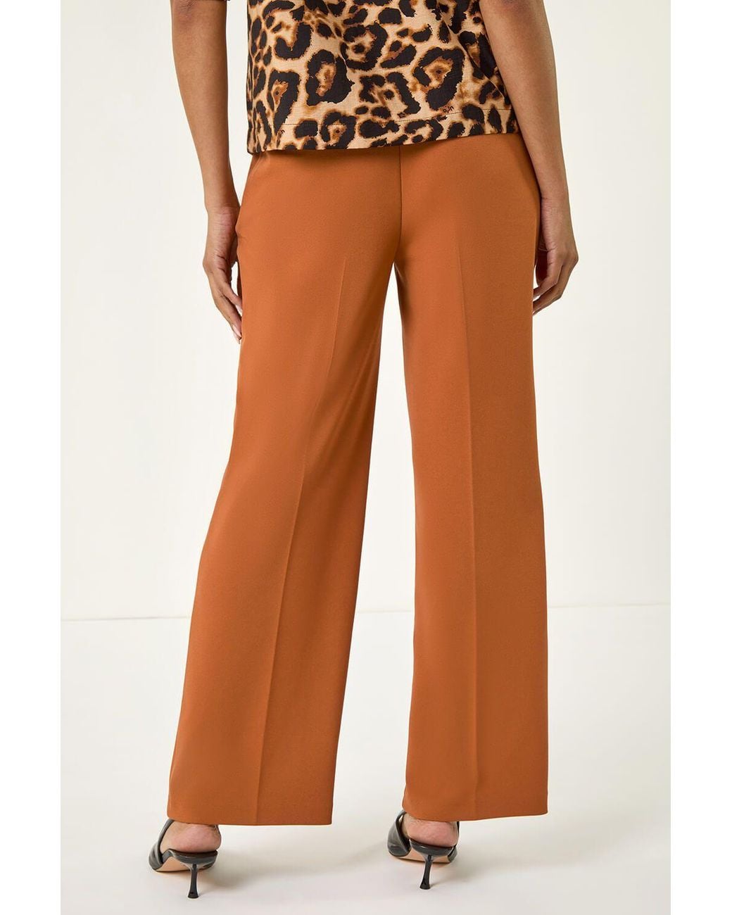 Roman Natural Short Wide Leg Stretch Trousers