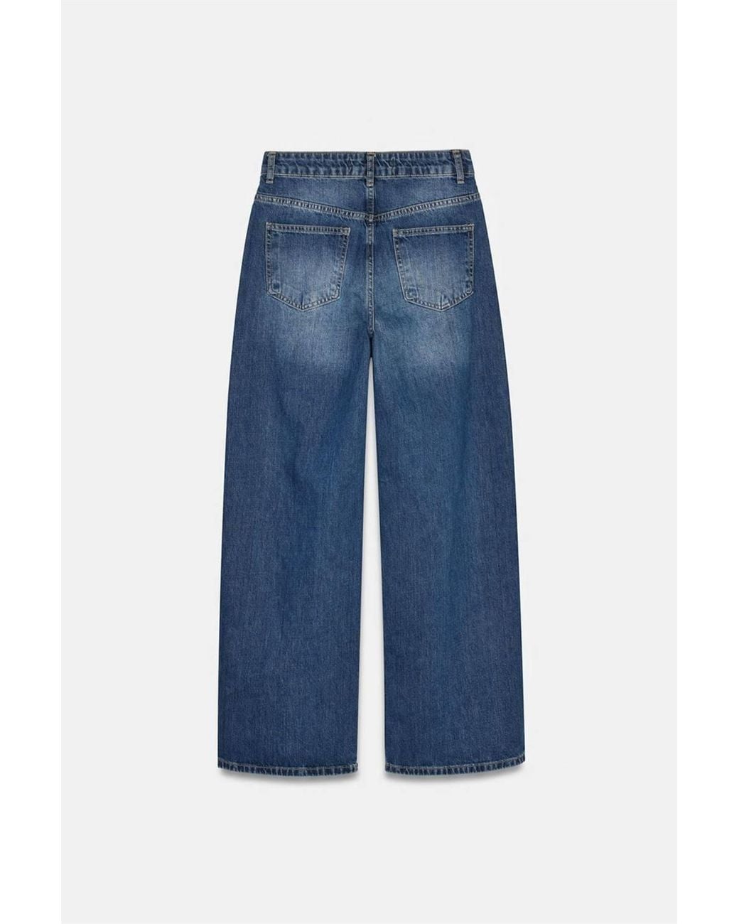 Dilvin Blue High-Waist Wide-Leg Cotton Denim Jeans