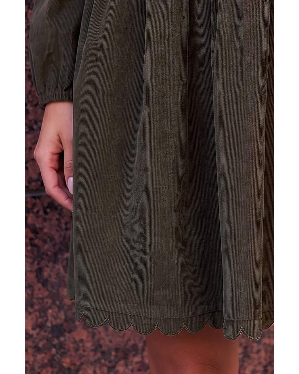 D.u.s.k Brown Scallop Edge Corduroy Dress