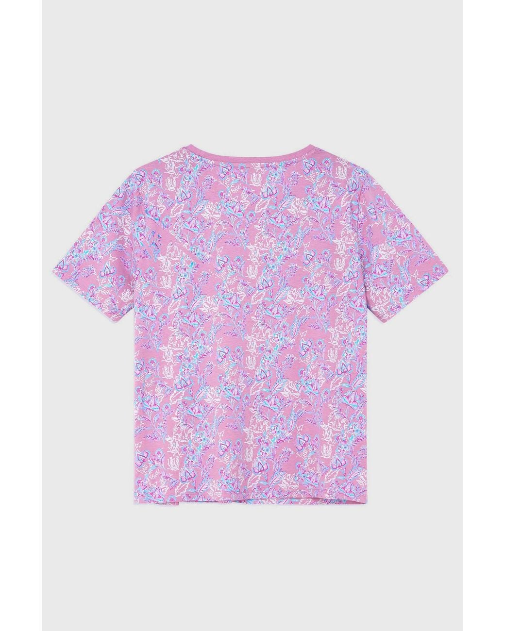 Enorsia Purple Crayon Leaf Combed Cotton Relax Fit T-Shirt