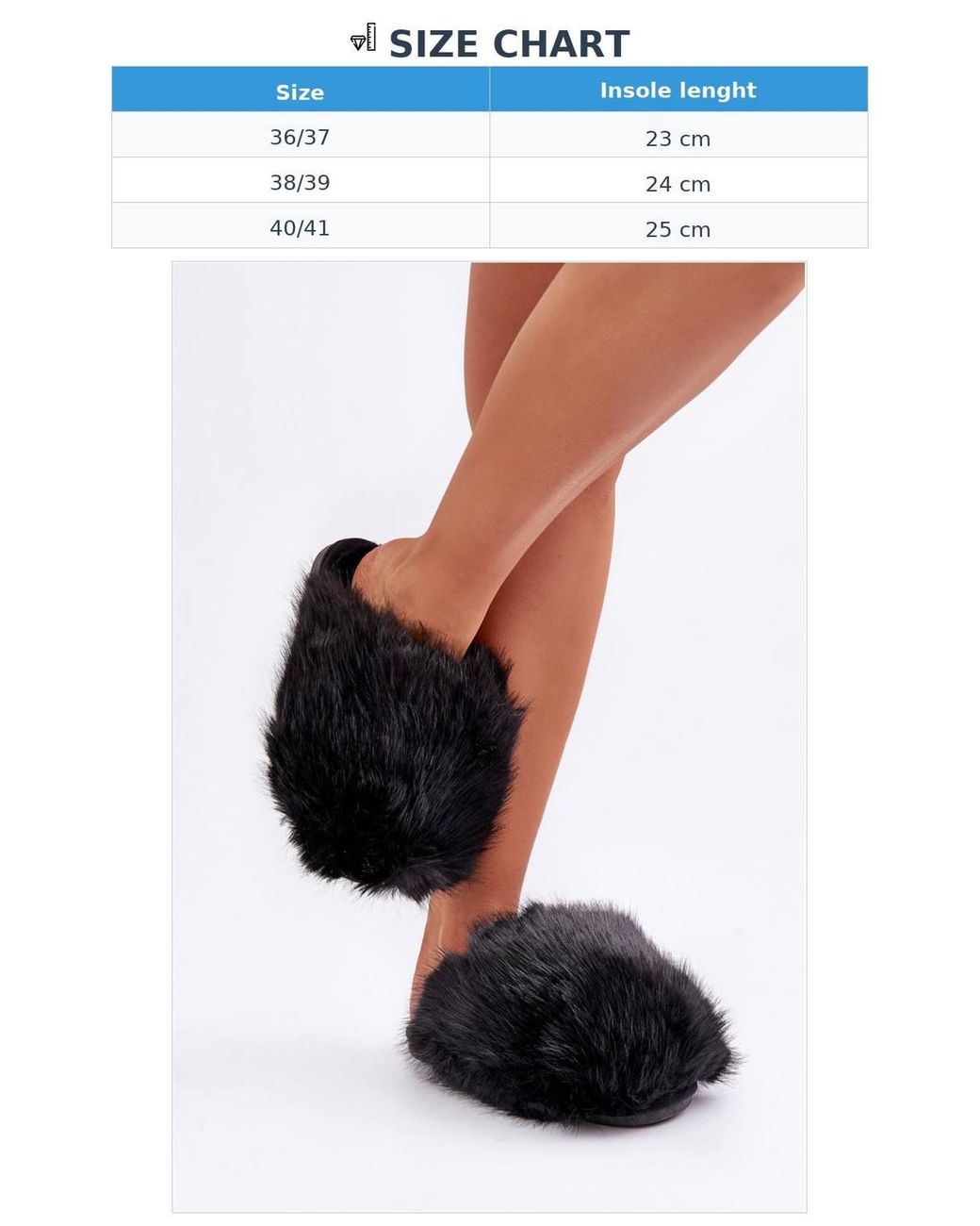 Love Lace Black Fluffy Thick Fur Indoor Winter Slip On Slippers With Covered Toes