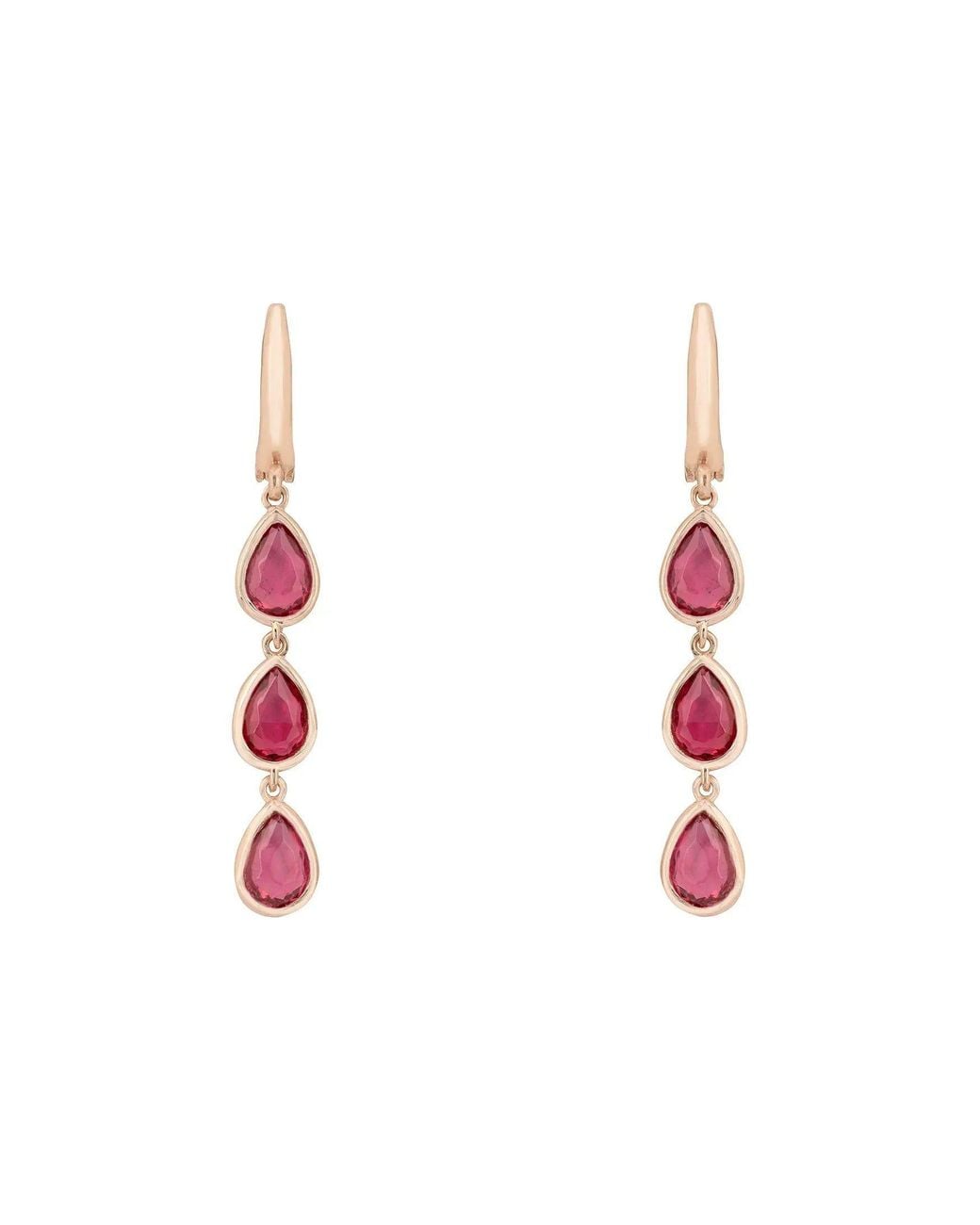Latelita London White Sardinia Triple Teardrop Earrings Rosegold Tourmaline
