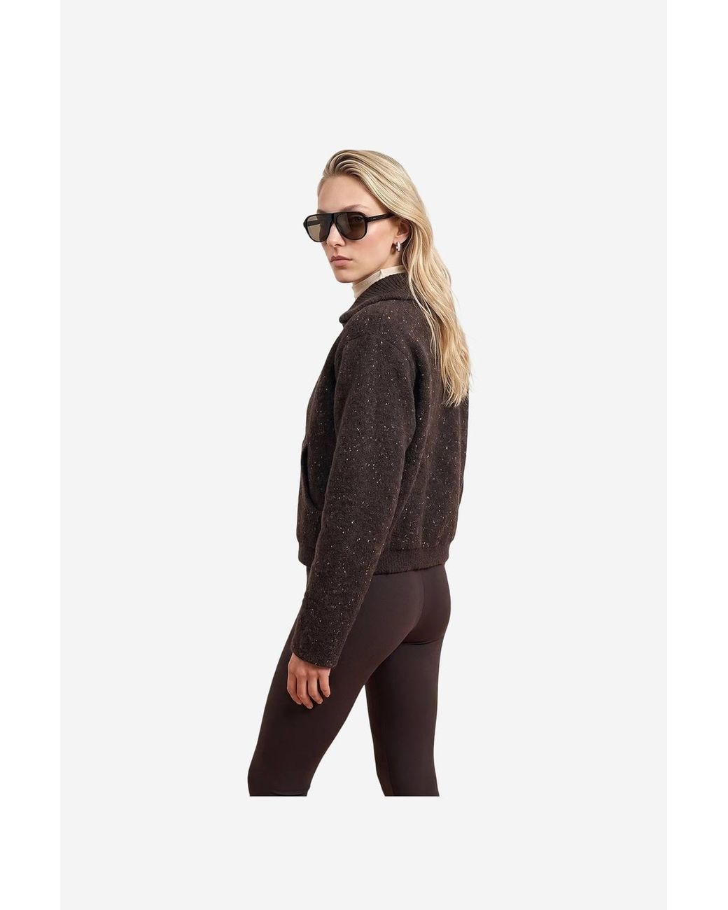 Dilvin Brown Wool-Blend Cardigan