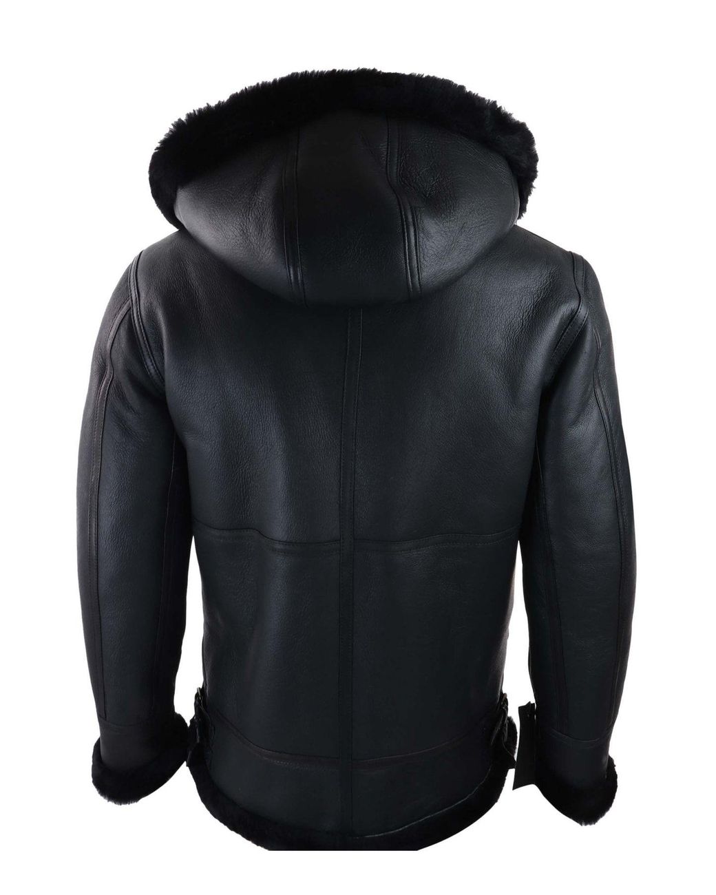 TruClothing Black Sherling Sheepskin Hood Jacket Aviator for men