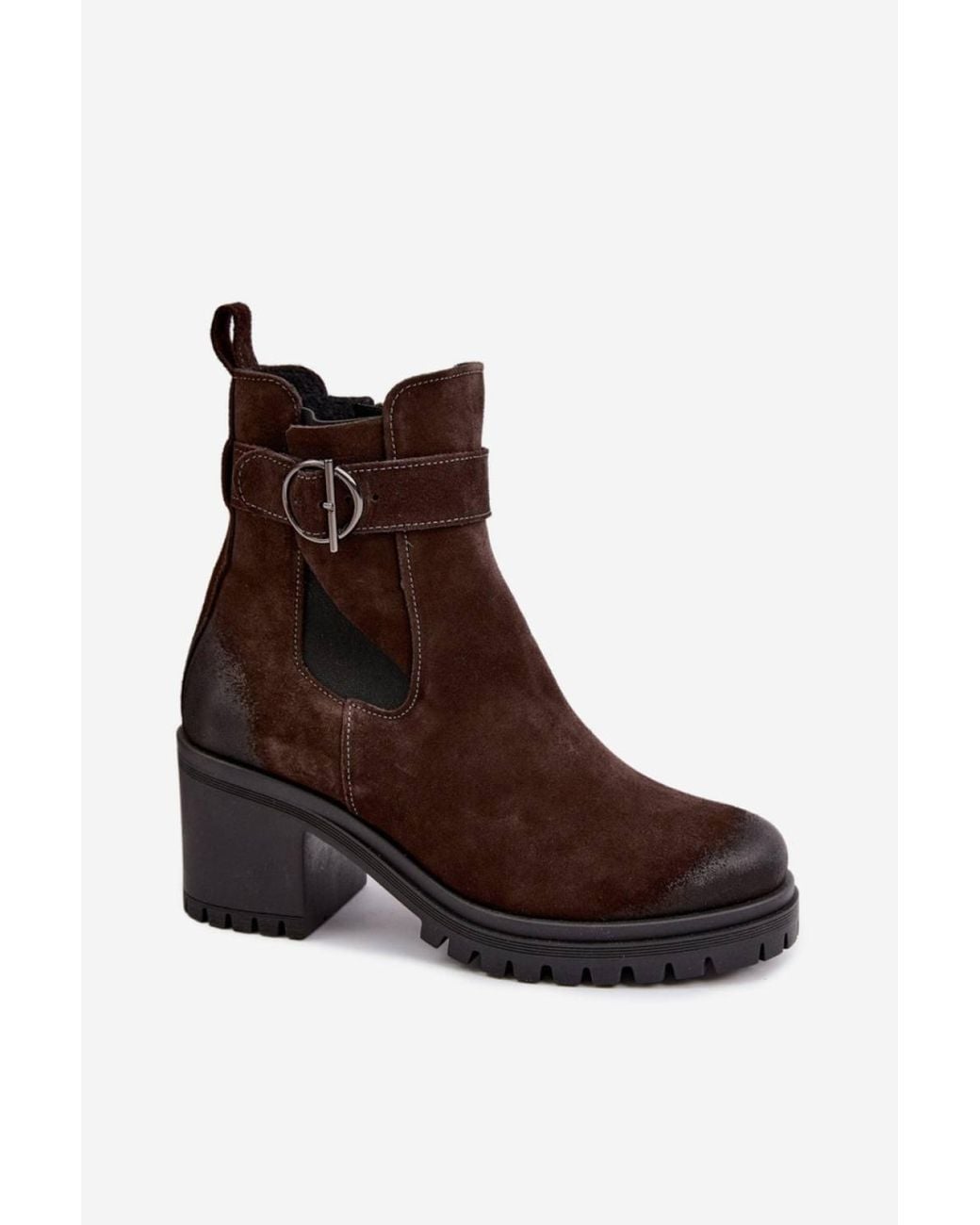 Love Lace Brown Winter Chunky Suede Biker Boots With Zip