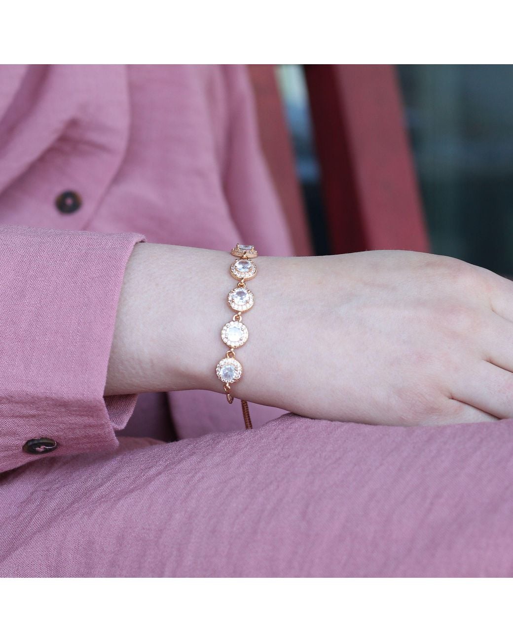 The Colourful Aura Purple Large Round Zircon Adjustable Sliding Bracelet