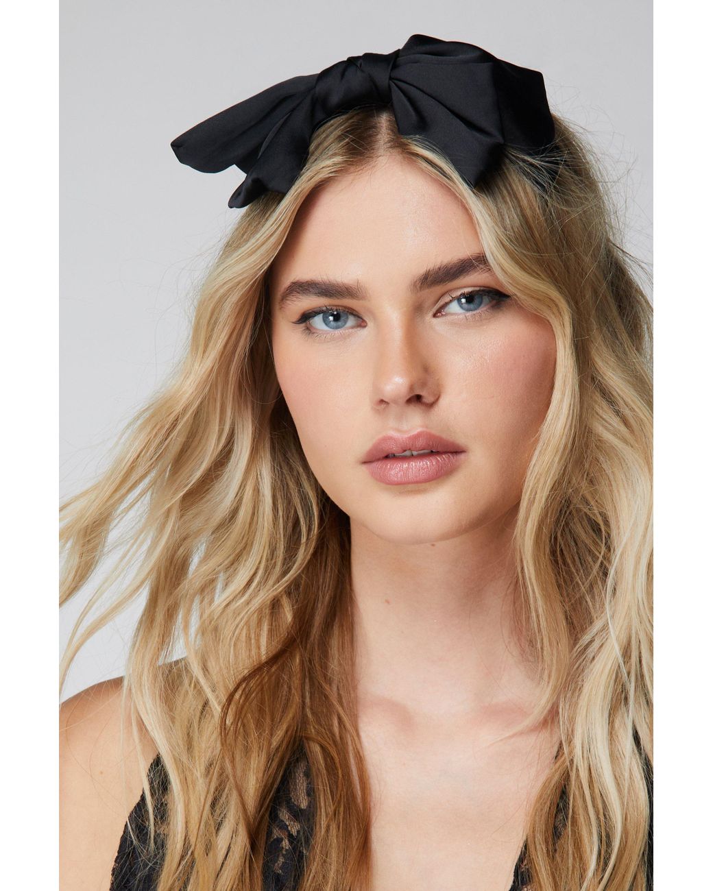 Nasty Gal Womens Satin Ribbon Hair Bow - Black