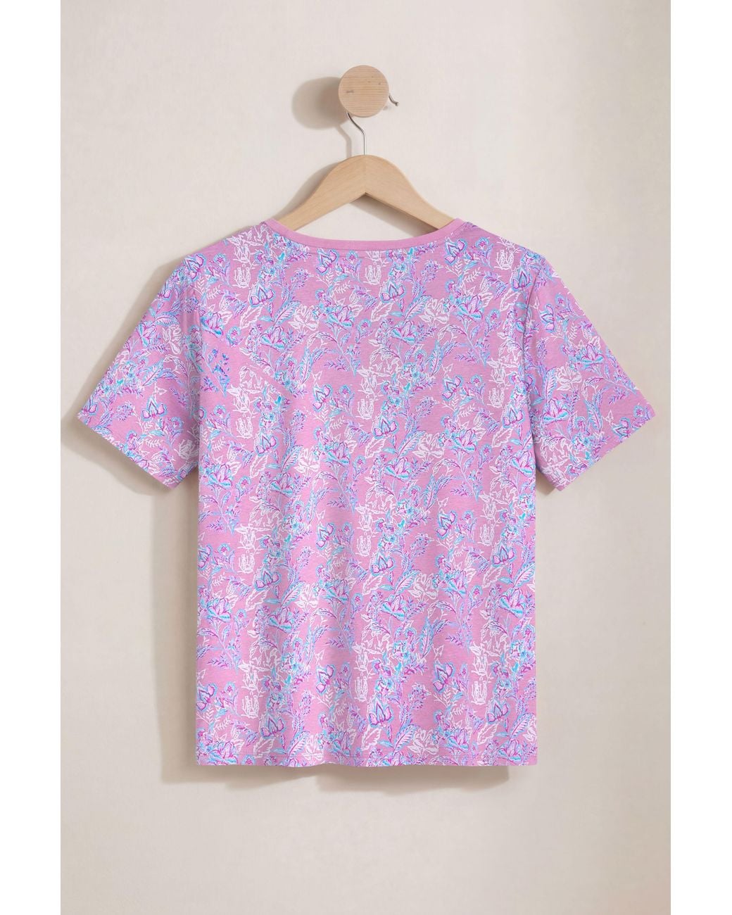 Enorsia Purple Crayon Leaf Combed Cotton Relax Fit T-Shirt