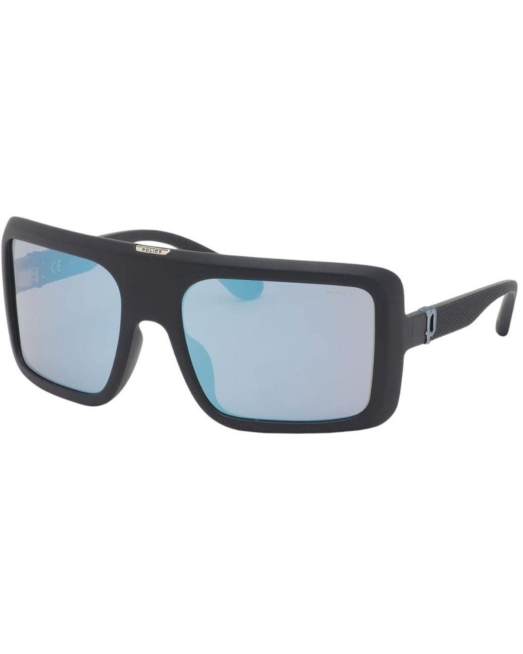 Police Blue Full Rim Square Frame Matte Sunglasses for men