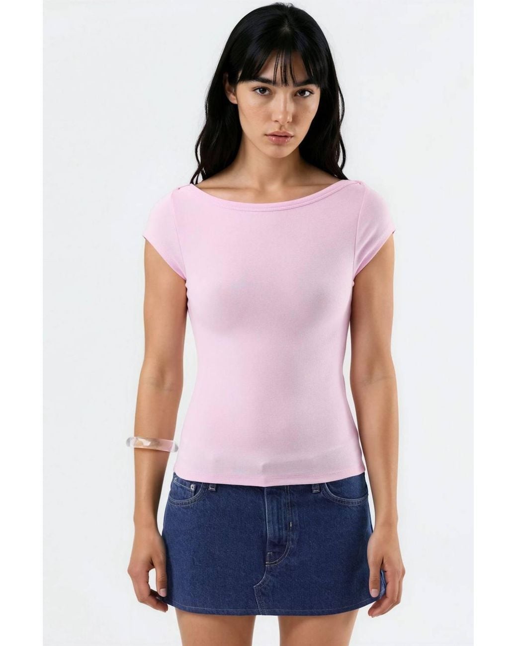 Busem Purple Slim Fit Boat Neck Blouse