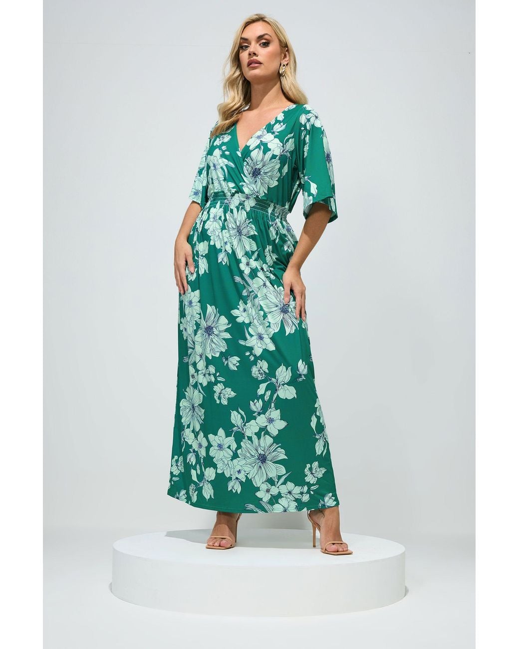Yours Green Floral Print Maxi Dress