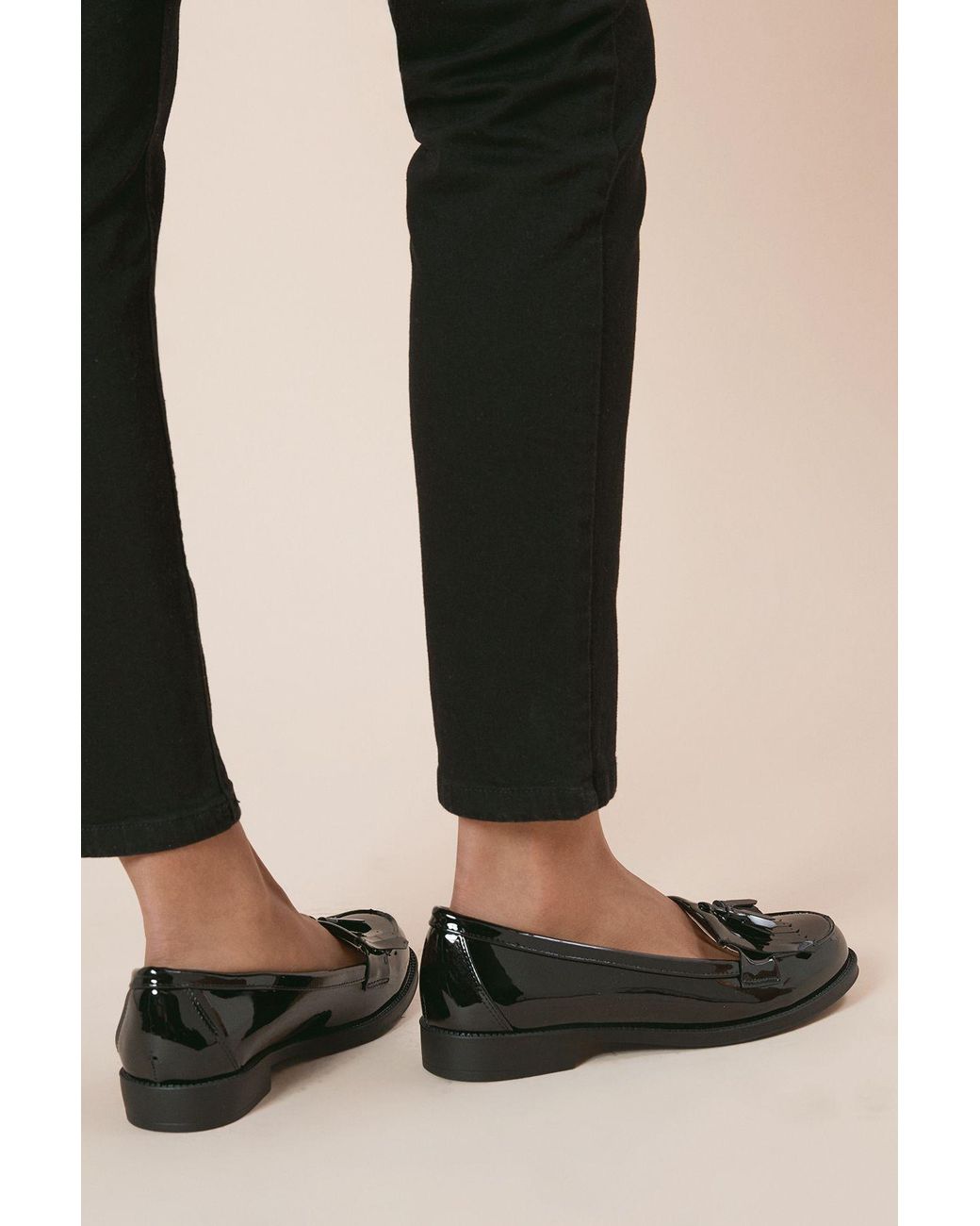 Dorothy Perkins Black Wide Fit Leigh Fringe Loafers