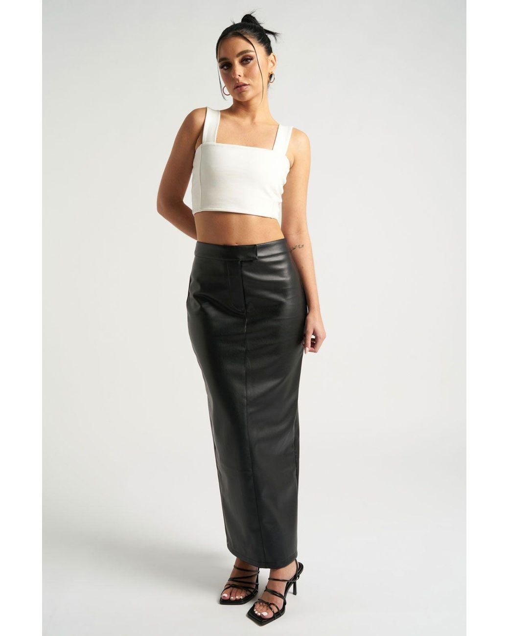 Urban Bliss Black Pu Column Maxi Skirt
