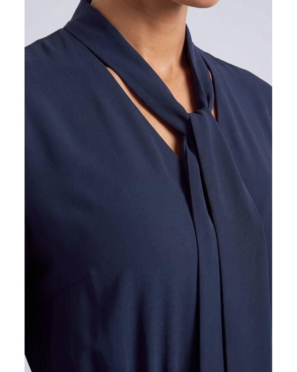 PRINCIPLES Blue Tie Neck Detail Midi Dress