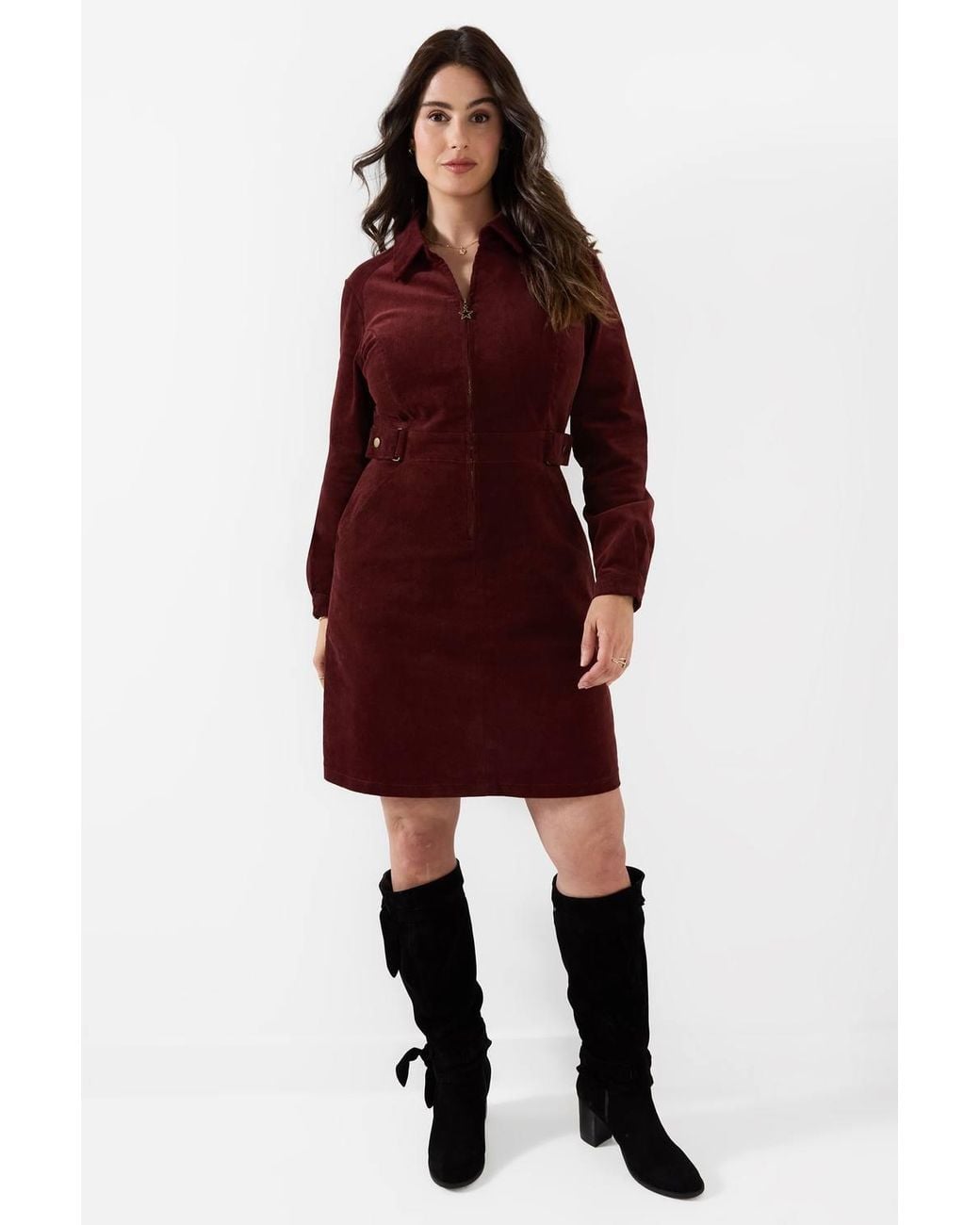 Joe Browns Red Betsy Zip Front Cord Dress