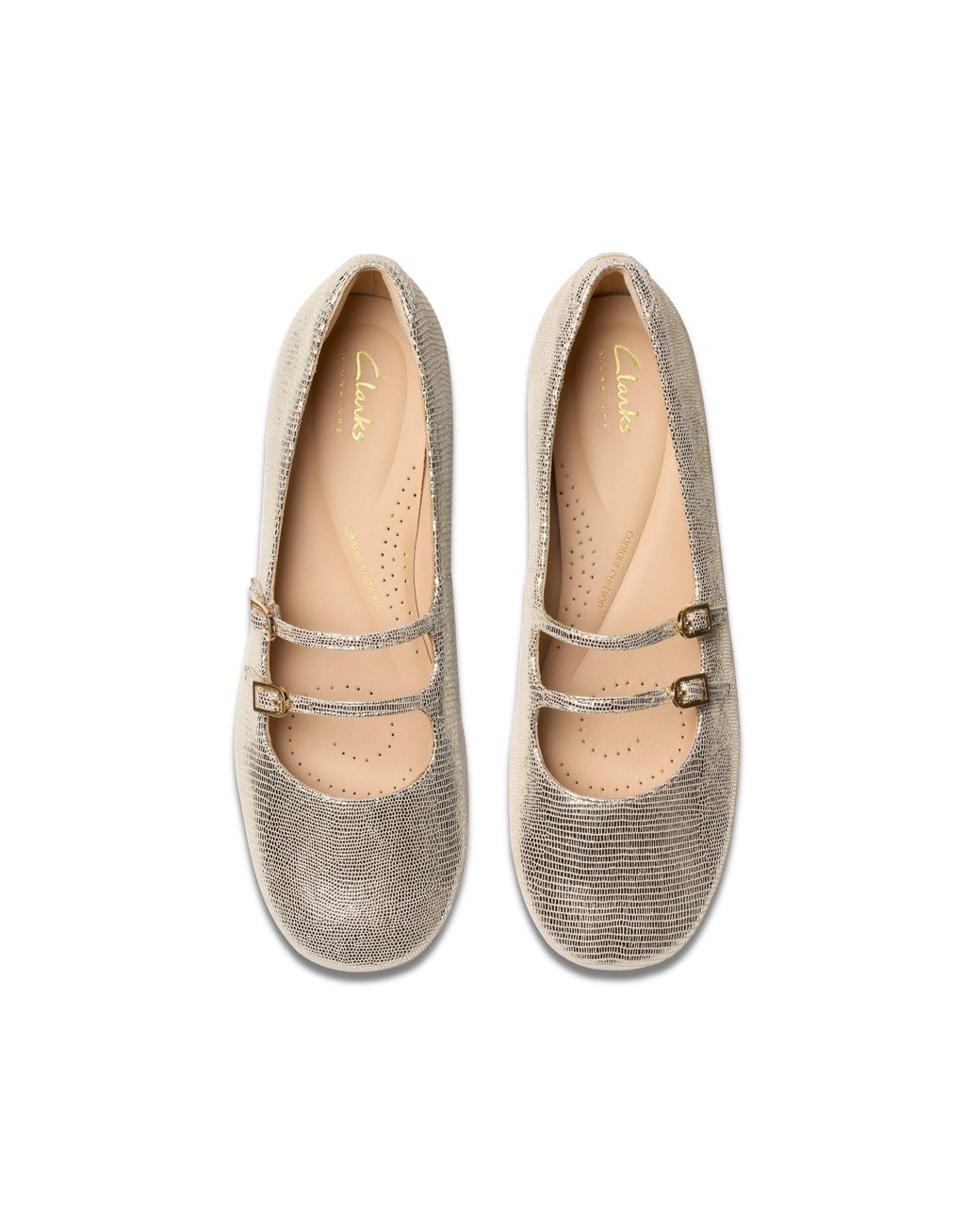 Clarks Gray Daiss30 Shine Champagne Interest Mary Jane