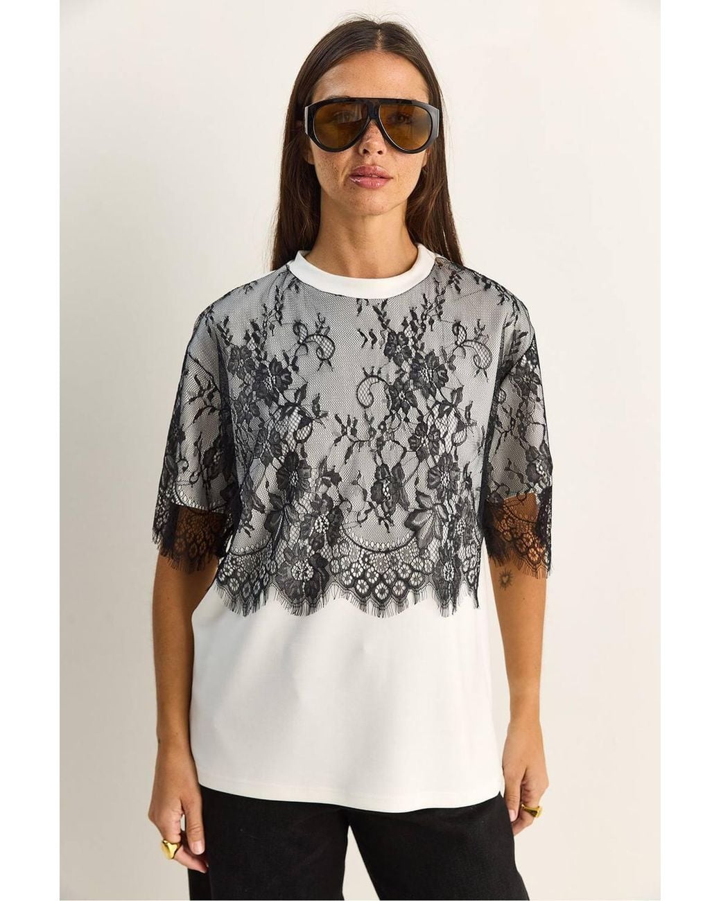 Bianco Lucci Gray Viscose Blend T-Shirt